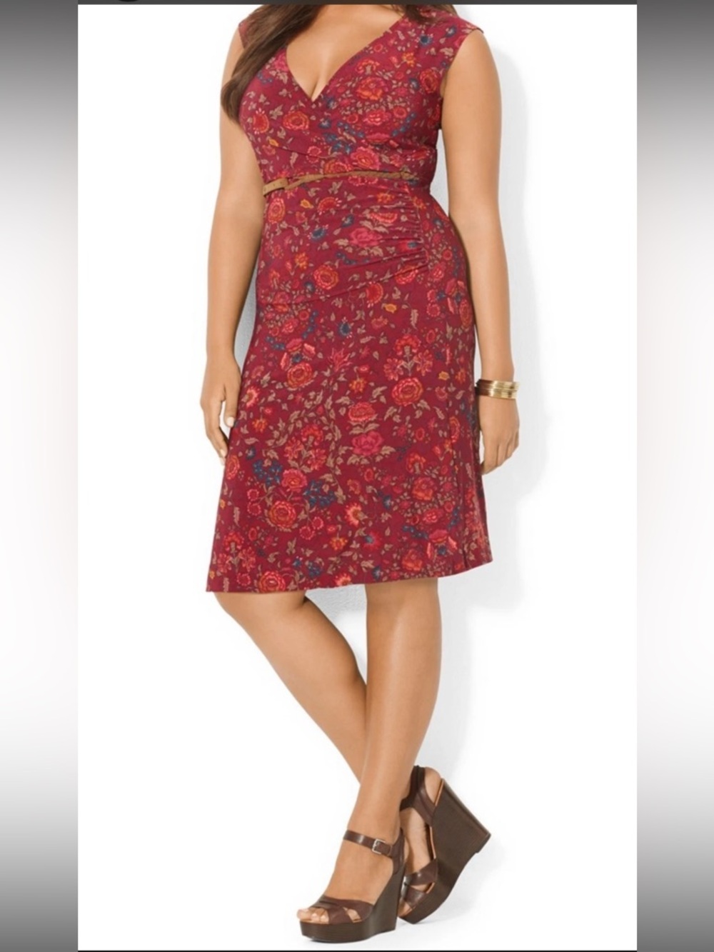 Lauren Ralph Lauren Burgundy Floral Dress